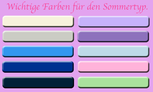 Wichtige Farben für den Sommertyp